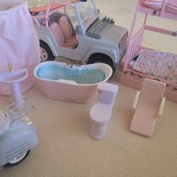 Little Girls Bundle Of Toys. Jeep, Scooter, Bunk Bed, Play Shower, Tub & More. 