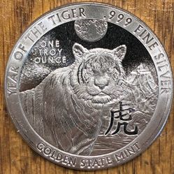 Year Of The TIGER.  1oz Silver Round.  