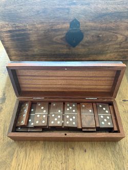 DOMAIN Wooden Domino Set with Decorative Storage Box