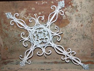Chippy Grungy Distressed & Aged White Cast Iron Wall Decor Cross