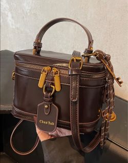 Brown Leather Vanity Crossbody Bag