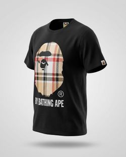 BAPE x Burberry Check Big Ape Head Tee 'Black/Red'