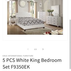New White King Bedroom set 4 Pieces 