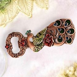 New Handcrafted Vintage-Style Copper Rose Gold Peacock Bottle Opener Barware Gift 1pc