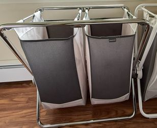 SIMPLEHUMAN Dual X-Frame Laundry Hamper Chrome • Retails $220+