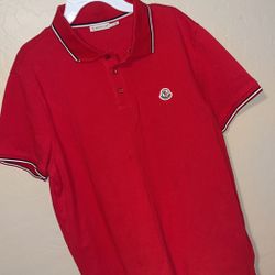 Red Moncler Polo Shirt Size Medium 