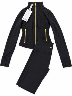 🖤 Lululemon Black & Gold Workout Set – Size L