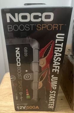 BRAND NEW IN BOXES NOCO Boost GB20: 500A UltraSafe Jump Starter – 12V Lithium Battery Booster Pack AND Noco protective case set NOCO Boost GB20: 500A 