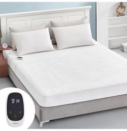 Caperia Heated Mattress Pad Twin XL Size Electric Mattress Bed Warmer 9 Heat Settings, 1-12 Hours Auto Off, Memory Function Deep Pocket, Fast Heating,