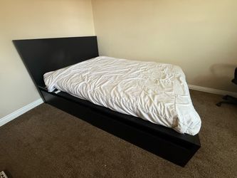 Black Platform Queen Bed Frame with Headboard