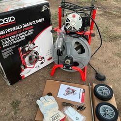 RIDGID
K-400 Drain Cleaning Snake
Auger 120-Volt Drum
Machine with C-32 W 3/8 in. x 75 ft. Cable + 4-Piece Tool Set & Gl