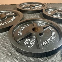 Vintage/Reconditioned Olympic  Weights Plates  SPORT AUTHORITY : 45s, 35s, 25s, 10s & 5s . Brute#240