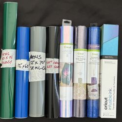 8 Cricut materials lot - HTV / iron-on + vinyl rolls