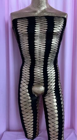 Sexy Black Sleeveless Crotchless Fishnet Bodysuit