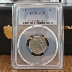 PCGS Lot - PCGS 1935 Buffalo Nickel AU50 & 1944-S Nickel MS64