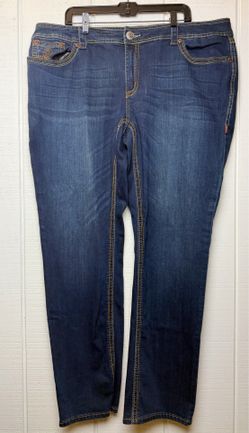 Seven7 Luxe Women’s Size 22 Straight Leg Jeans Dark Wash Stretch Denim GOOD!