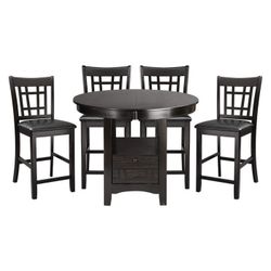 Brand New Dark Cherry Counter  Oval High Dining Table  (60 x 42 x 36.5H) + 4 Faux Leather Chairs