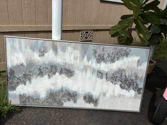 Large Abstract Canvas Wall Art Silver Frame