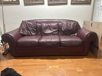 Red Leather Sofa With Pull Out Bed