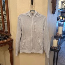 LULULEMON Men Light Gray City Sweat Full Zip Hoodie Jacket Size Medium