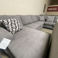 3pcs Grey Sectional Sofa  138x90 Top Stitched Right Or Left Chaise