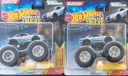 Rare htf hot wheel monster trucks Fast and Furious Nissan Skyline $12 each