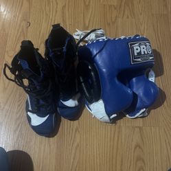 Boxing Shoes And Headgear 