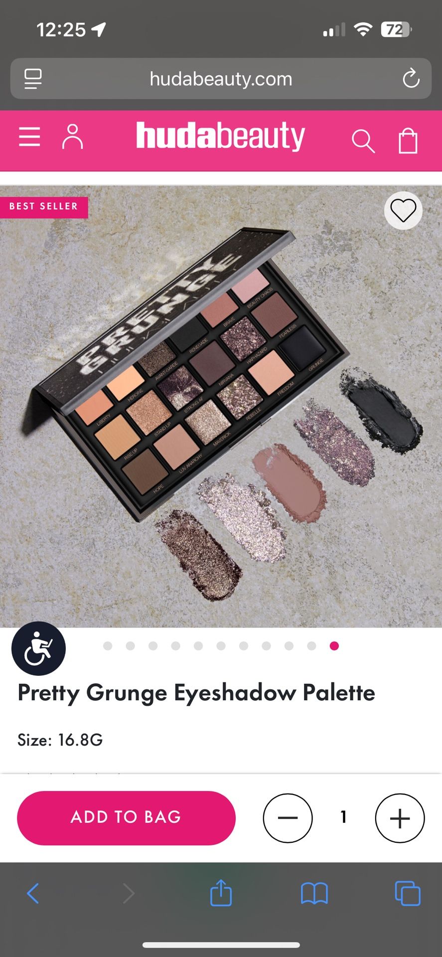 HUDA BEAUTY PRETTY GRUNGE 18 EYE SHADOW PALETTE BRAND NEW!