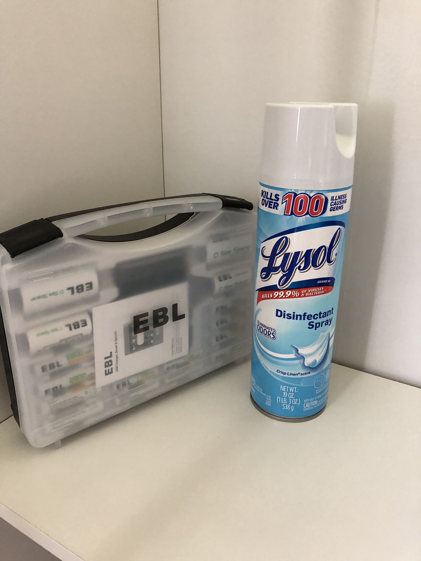 Battery & Storage Case Organizer & Lysol Spray