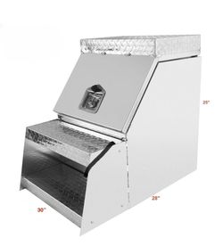 Open Box On Sale 30"W Aluminum Step Tool-Box Lockable Underbody Semi Truck Storage