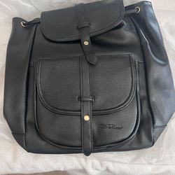 Bella Russo Faux Leather Backpack Purse Black Pebble