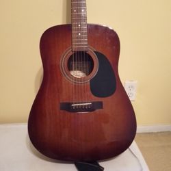 Beautiful warm deep brown acoustic guitar- upgraded with electronics