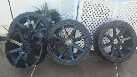 Used KMC 24INCH BLACK RIMS TRUCK TAHOE