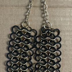 Gold Tone /smoke Silver Mesh Chain Choker Collar Necklace