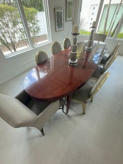 Oval Mahogany Dining Table with 8 Chairs
