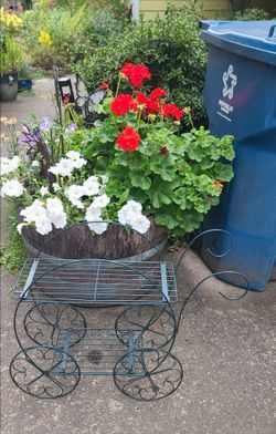 Cute Green Metal Plant Stand Cart