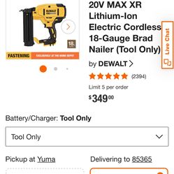 Xr Dewalt 18 gauge brad nailer