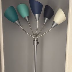 Simple Designs Medusa 67" Silver Floor Lamp with Cone Shades