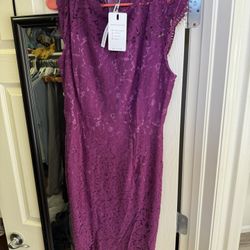 Purple Lace Midi Dress