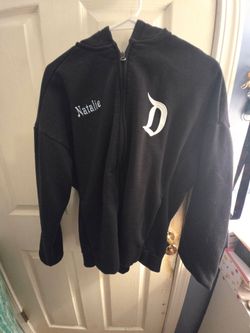 Embroidered "Natalie" Disney Parks black zip-up hoodie