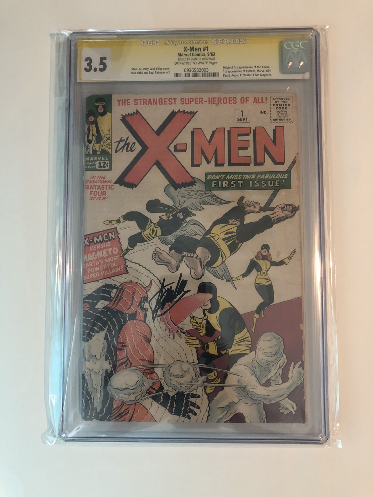X-men # 1 Marvel 1963 HGKey CGC 3.5 Signature Series signed Stan Lee ...