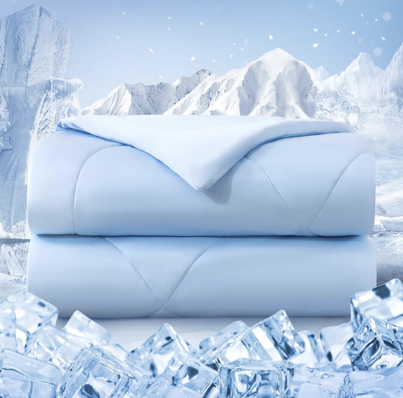 King Cooling Comforter, Double-Sided Cold Tech Fabric Quilted Comforters, All-Season Ice Blanket