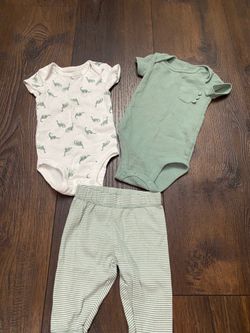 Lot of 3 boys shirts and pants size 6 months by carters #3