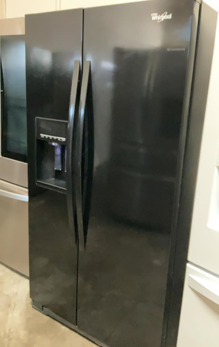 Whirlpool Side By Side Black Refrigerator Fridge