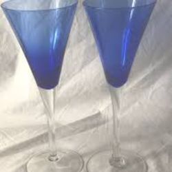 Set Of 5 Cobalt Blue Champagne Toasting Glasses. Libbys Colbalt Blue Assorted Mini Goblets. 12 Really Cute. Perfect Condition. 