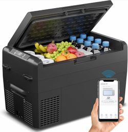 Feelfunn 12V Refrigerator 27QT Portable Freezer Electric Cooler Black APP Control, Fast Cooling 15-Mins, -4℉~68℉ Portable Fridge 12/24V DC & 110-240V
