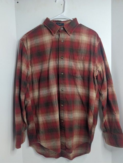 ​Pendleton Mason Men's Flannel Shirt Red Brown Plaid Long Sleeve Button Down