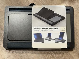 Portable Lap Desk Workstation with Cushion Base – Gray