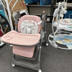 New Portable Baby High Chair with 5-Level Height & 4-Tray Adjustments, 3-Position Recline, 12.8" Wide Seat (160lbs Capacity), Compact Fold 