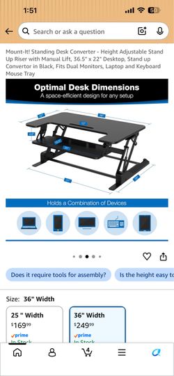 Escritorio Ergotron WorkFit-TL Adjustable Sit to Stand Standing Desk Workstation Converter
